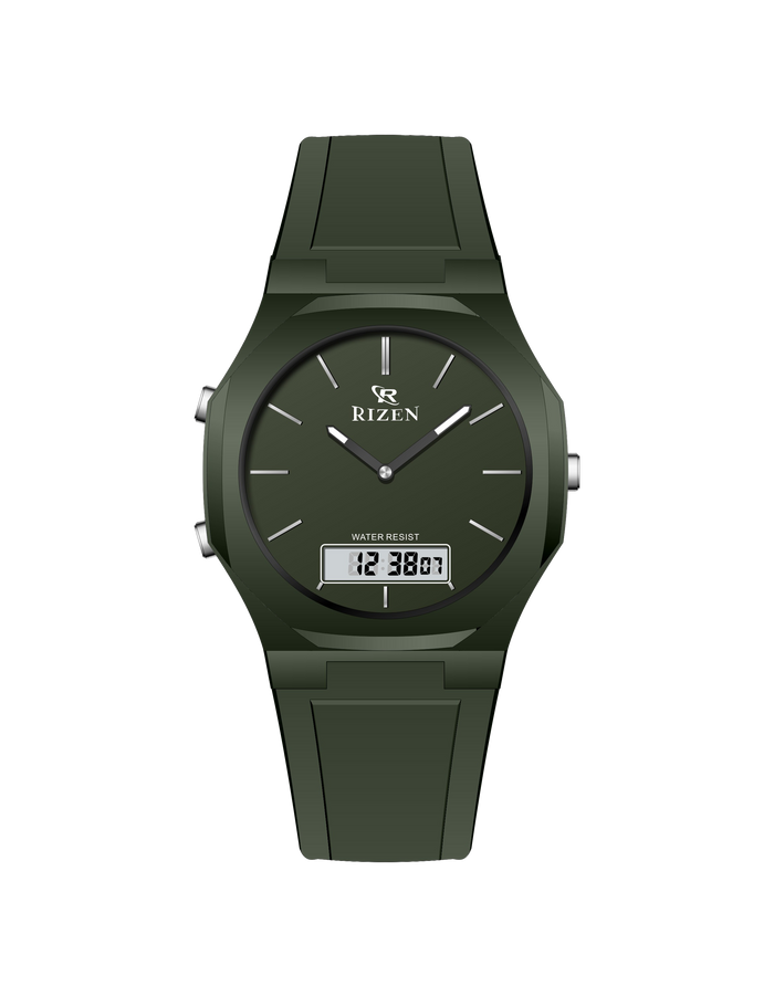 Rizen Dual Display Analog-Digital Wristwatch – Water Resistant, Available in Multiple Colors