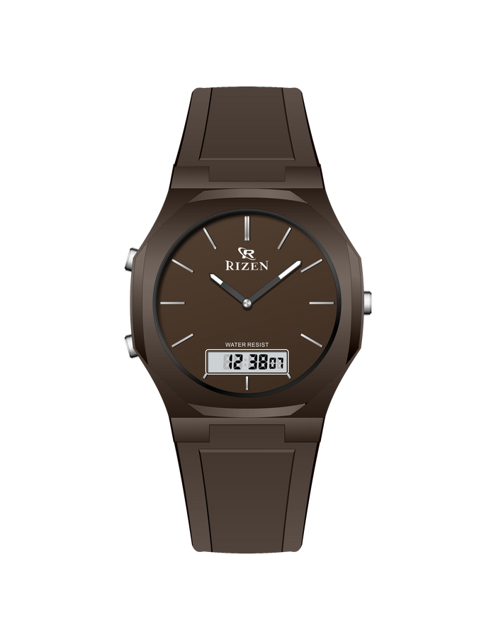 Rizen Dual Display Analog-Digital Wristwatch – Water Resistant, Available in Multiple Colors