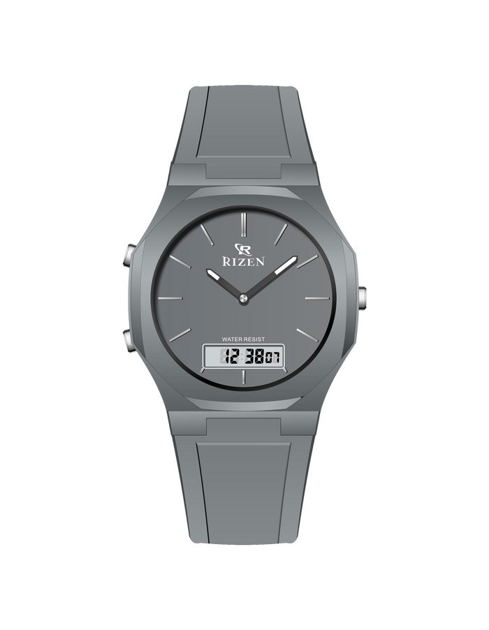 Rizen Dual Display Analog-Digital Wristwatch – Water Resistant, Available in Multiple Colors