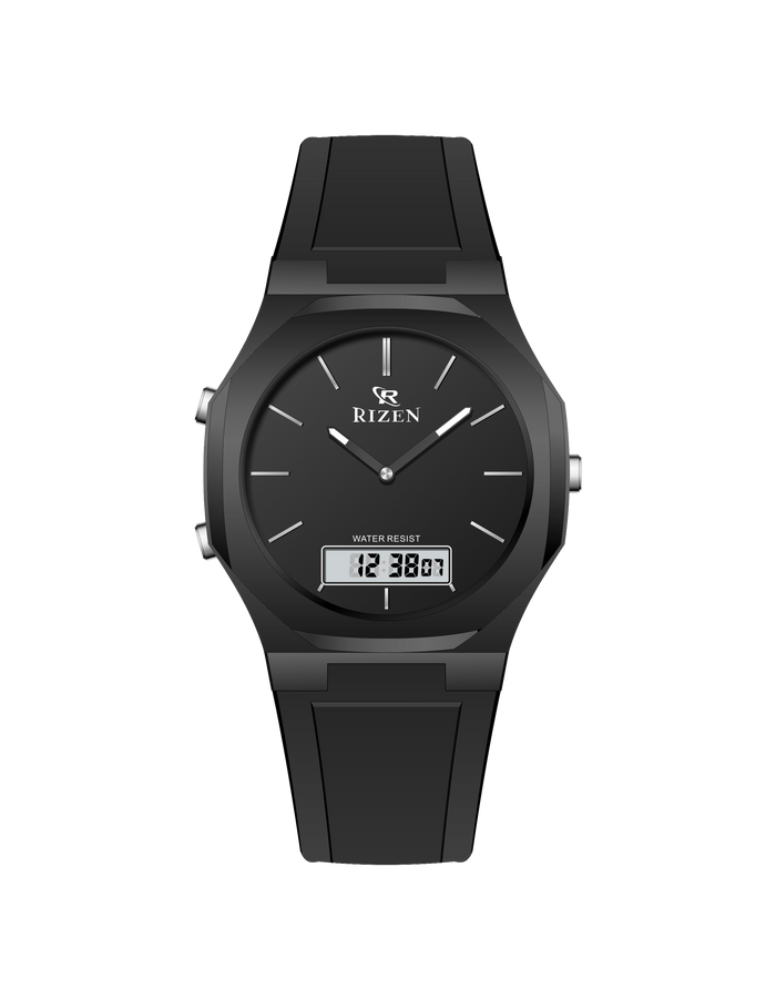 Rizen Dual Display Analog-Digital Wristwatch – Water Resistant, Available in Multiple Colors