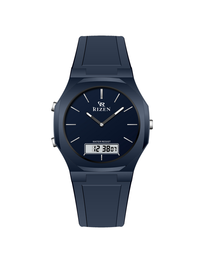 Rizen Dual Display Analog-Digital Wristwatch – Water Resistant, Available in Multiple Colors
