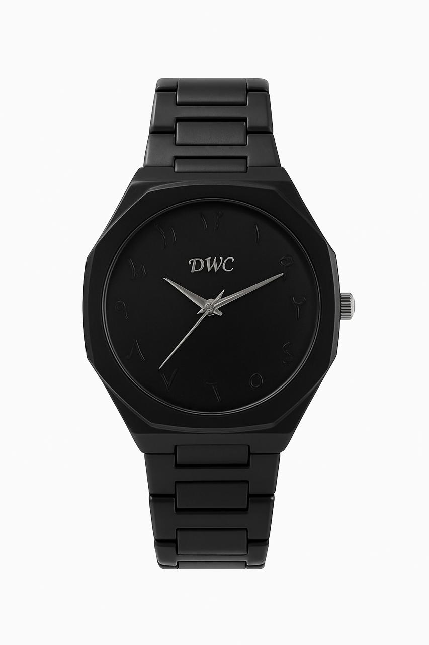 DWC All-Black Arabic Numeral Stainless Steel Watch