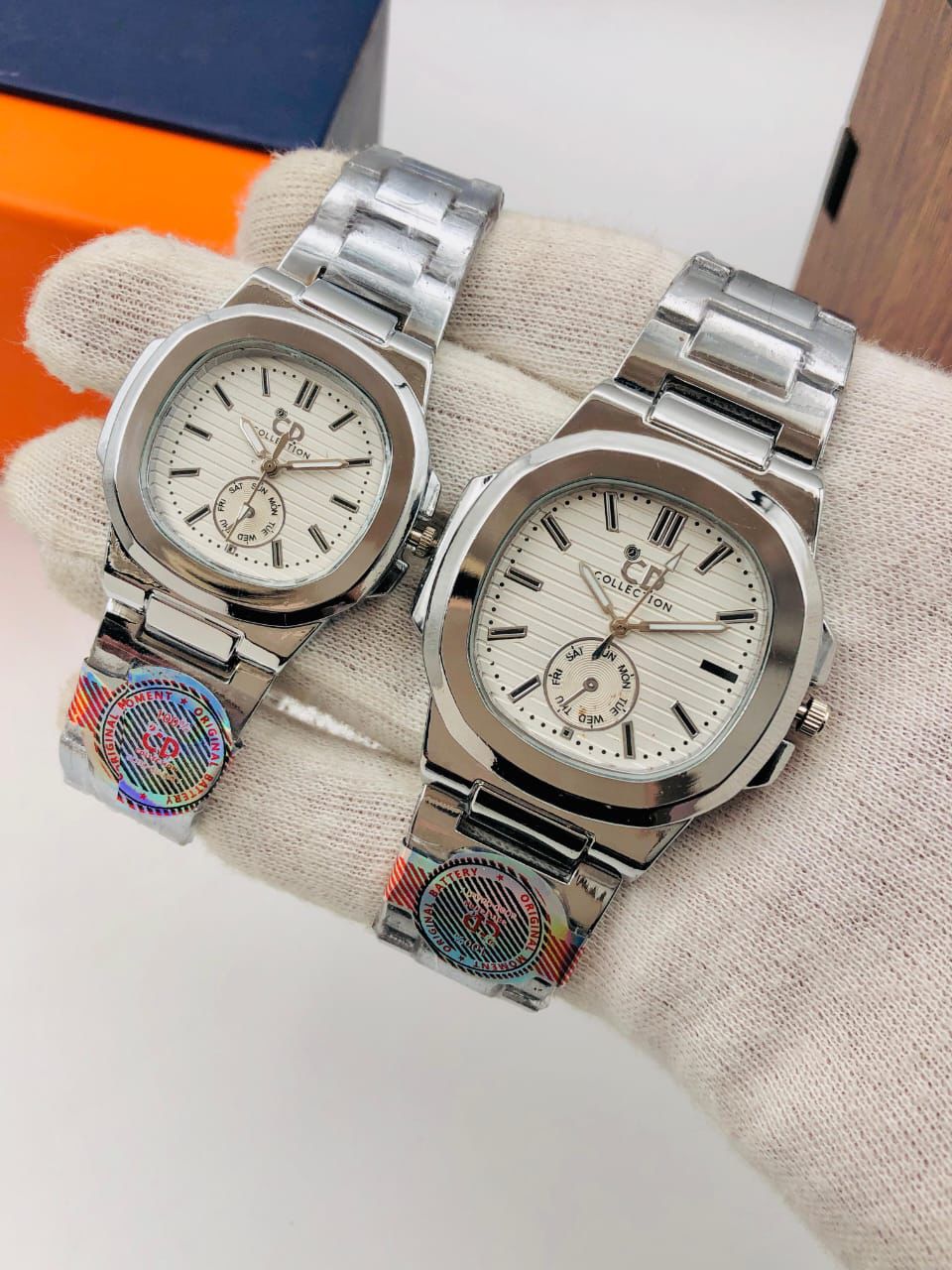 Luxury Couple Wrist Watch Set – Black & Gold Stainless Steel (Available in Multiple Colors)