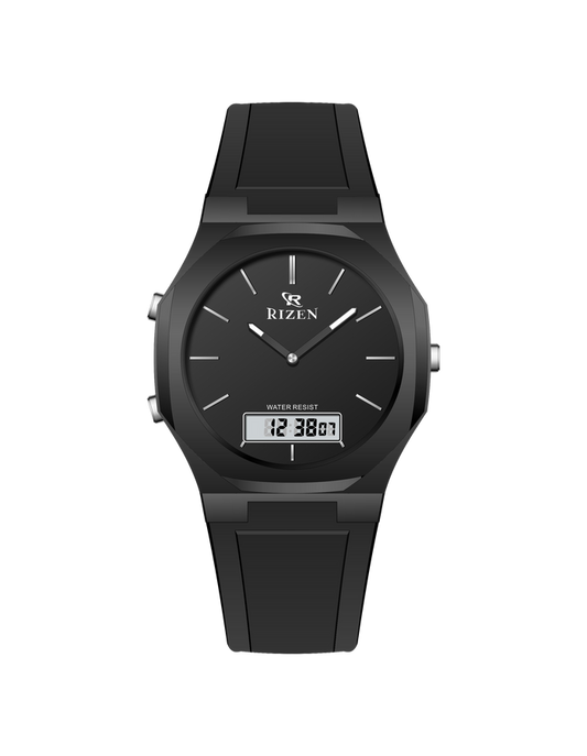 Rizen Dual Display Analog-Digital Wristwatch – Water Resistant, Available in Multiple Colors