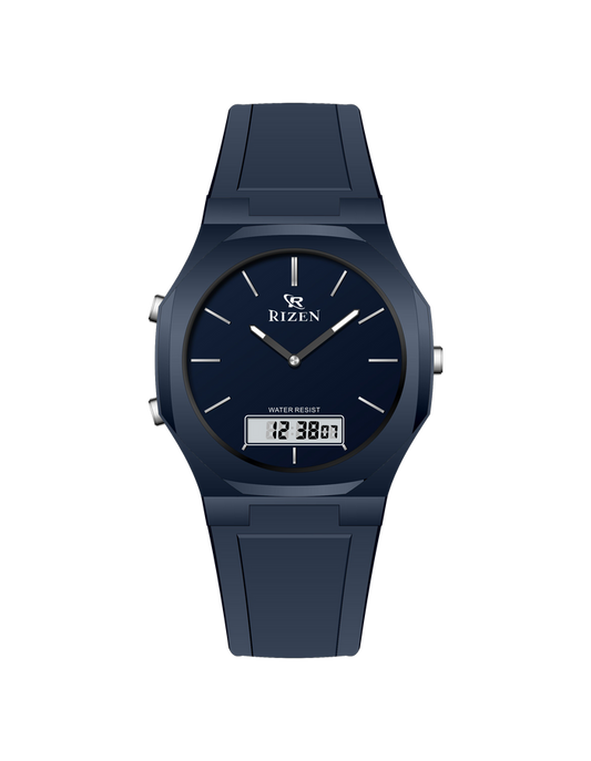 Rizen Dual Display Analog-Digital Wristwatch – Water Resistant, Available in Multiple Colors